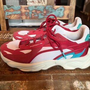 Puma/Porsche Red and White Sneakers